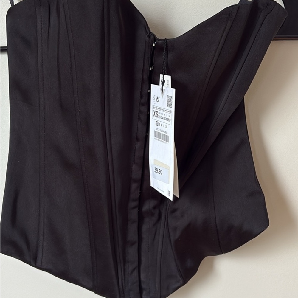 Zara Black Strapless Corset Top